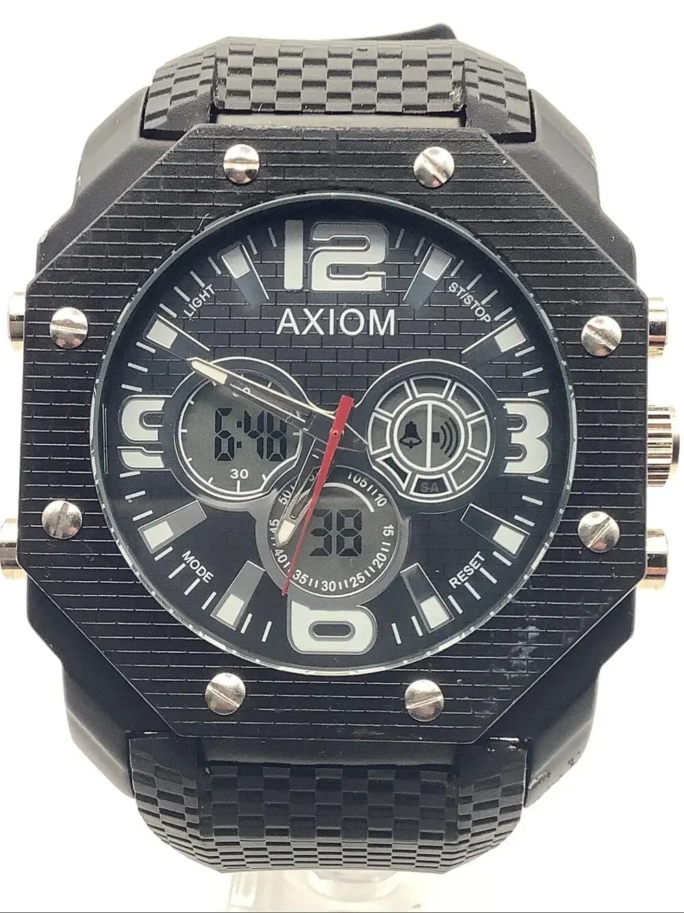 AXIOM Mens Tactical Digital Analog Dual Display Watch 52mm Black Resin